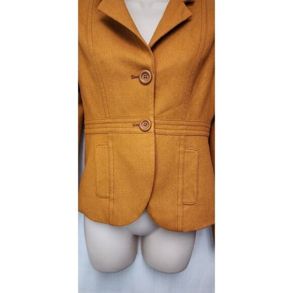 Fossil Womens Single Breasted Jacket Blazer Yellow Mustard Notch Lapel Size S - Picture 3 of 8